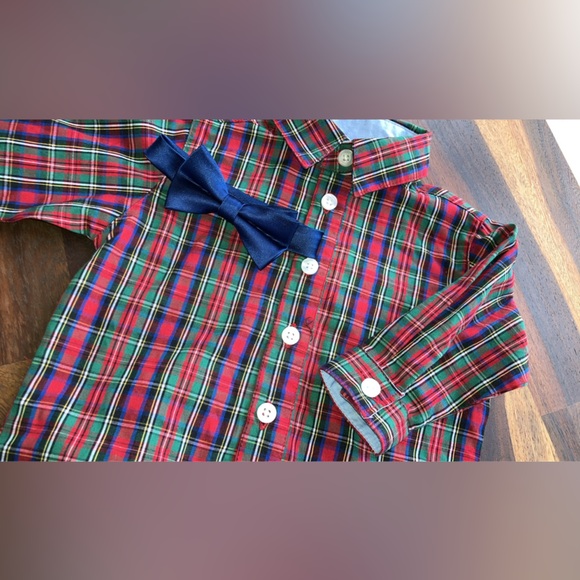 Starting Out 3m baby boy plaid Christmas long sleeve with bow tie EUC - Picture 7 of 7